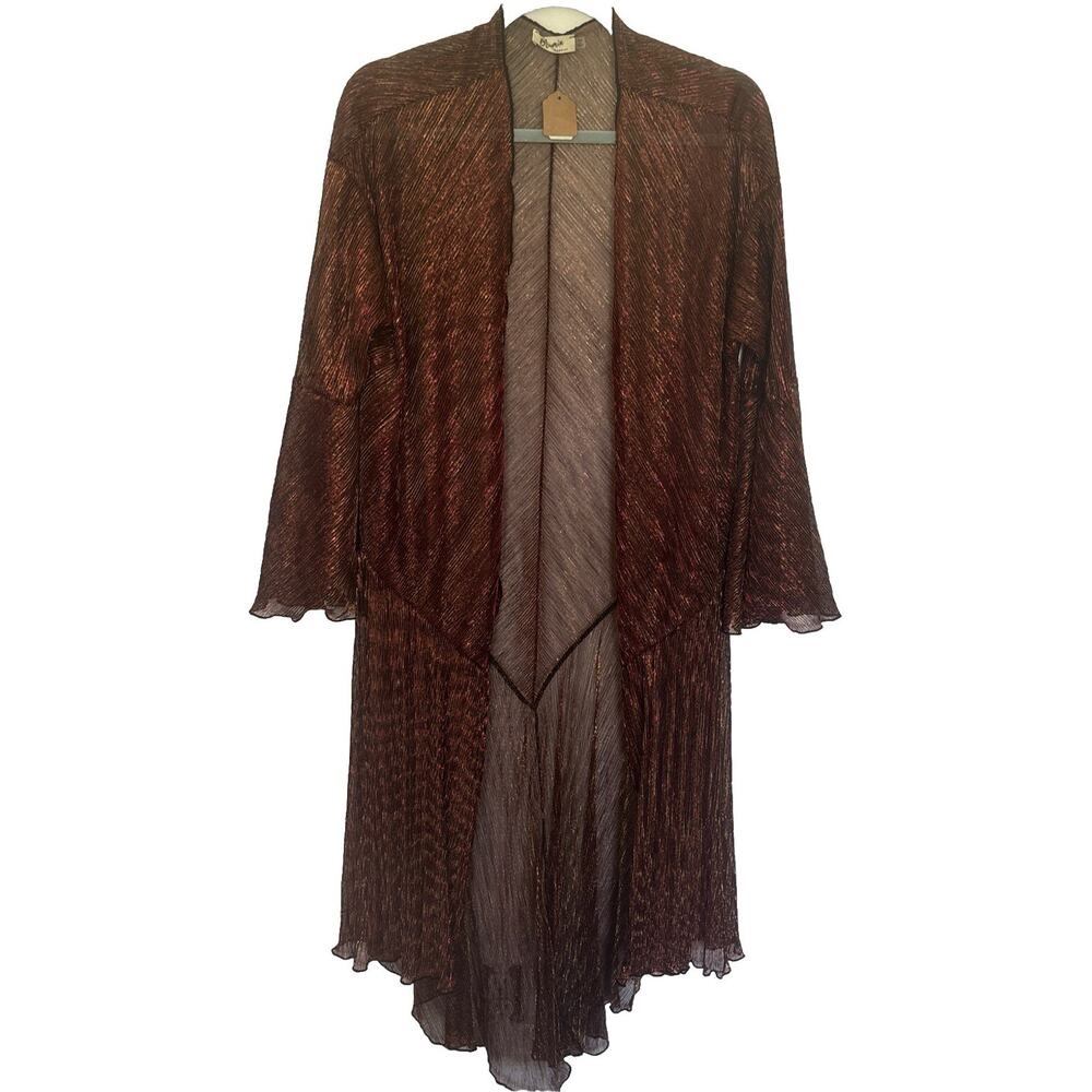 Blumin Burgundy Boho Kimono Cardigan Women's Small Sheer Open Front